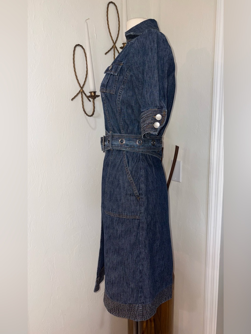 Diane Von Furstenberg Denim Wrap Dress Belted Cotton Size 4 - Picture 5 of 11